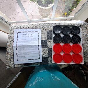 Floor Checkers Game Includes Rug Checkers Rug Tic-Tac-Toe and Instructions